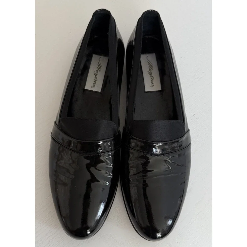 Mezlan Mirage Tuxedo Dress Loafers Shoes Black Mens Size 11.5 B Patent Leather